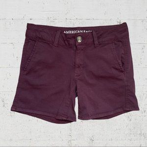AEO Twill Burgundy Midi Shorts Size 2